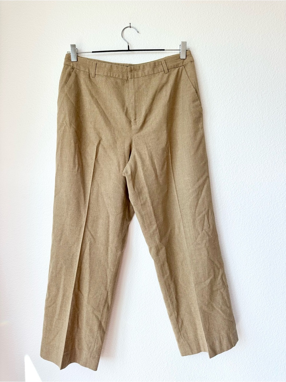 Lauren Ralph Lauren Women’s Tan Wool Blend Wide Leg Cropped Trousers Pants 10